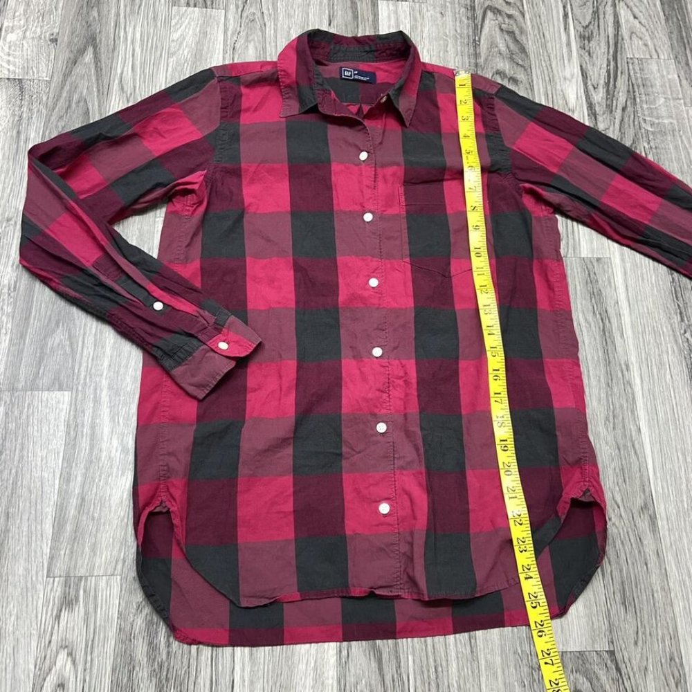 Gap Button Down Collar Long Sleeve Blackmaroon Pl… - image 3